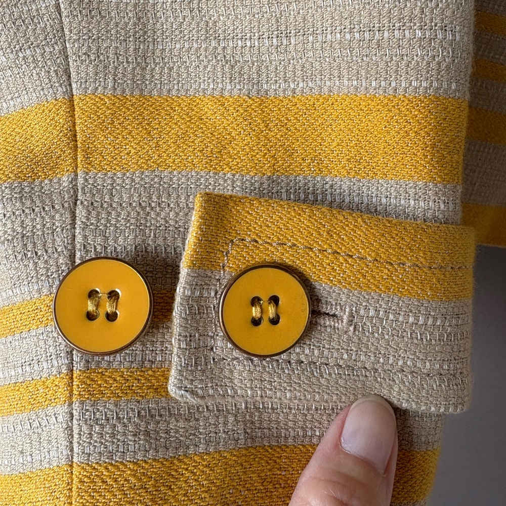 NWOT Women’s Talbots Yellow & Khaki Striped Blazer - SIZE 10 - Picture 4 of 16